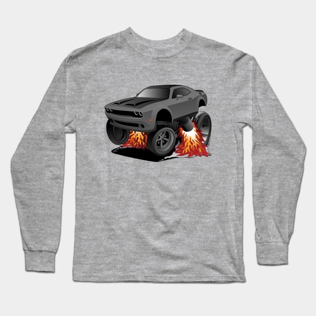 Modern American Muscle Car Cartoon Illustration Long Sleeve T-Shirt by hobrath